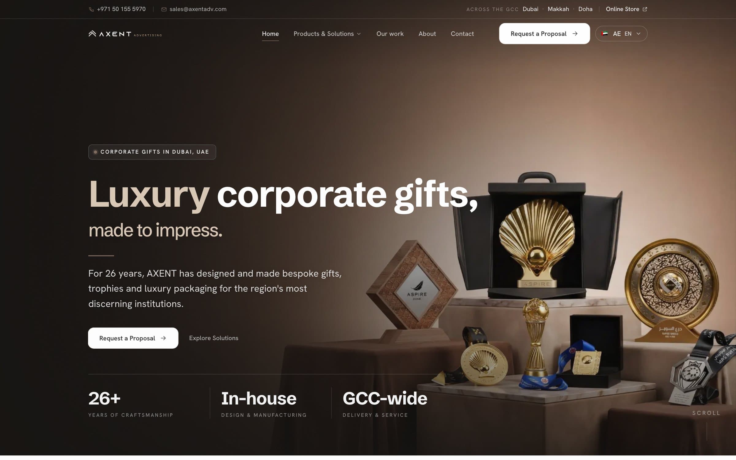 Axent Advertising corporate website on desktop