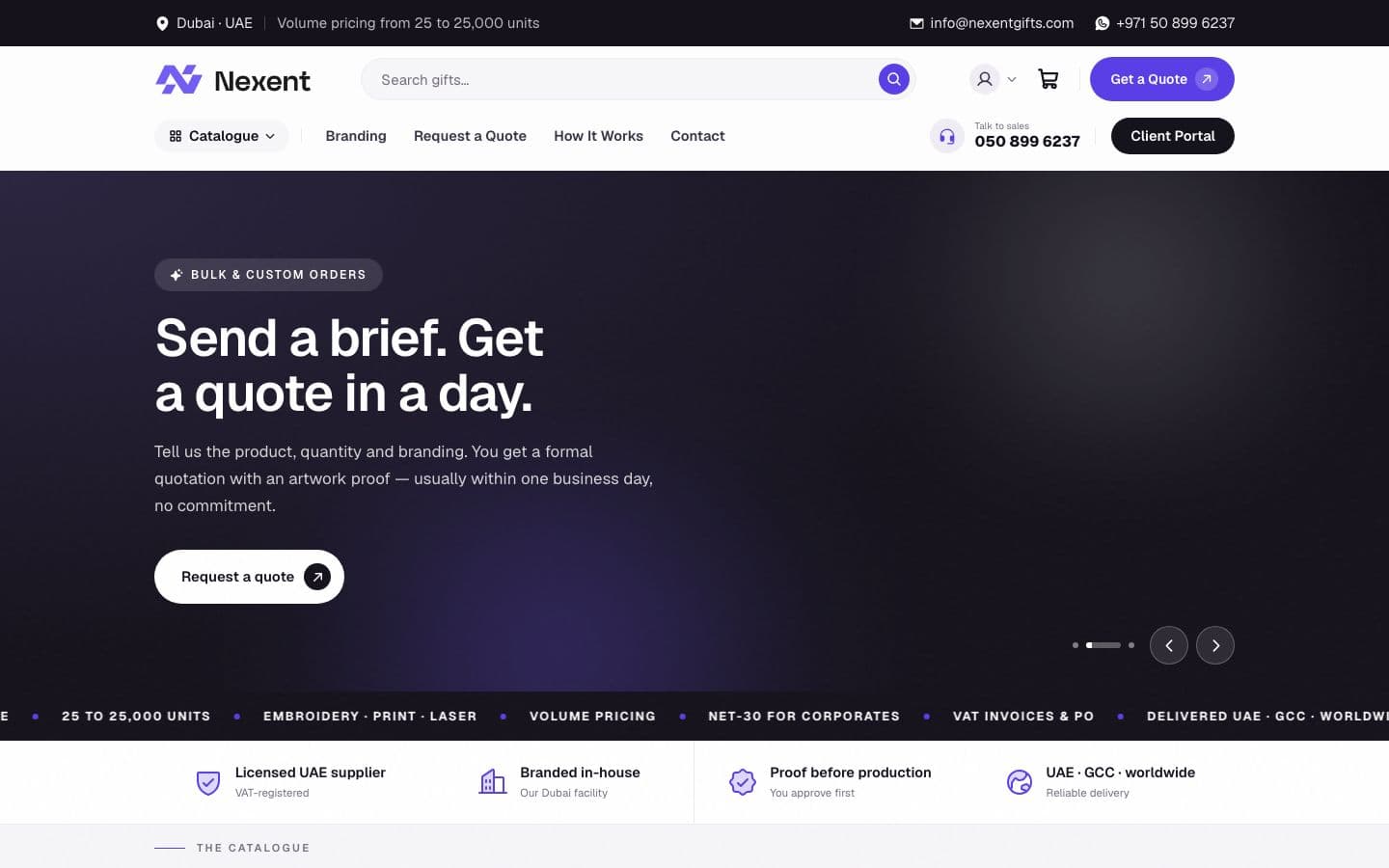 Nexent corporate gifting platform on desktop