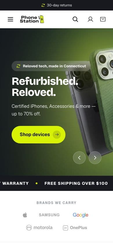 Phone Station store on mobile